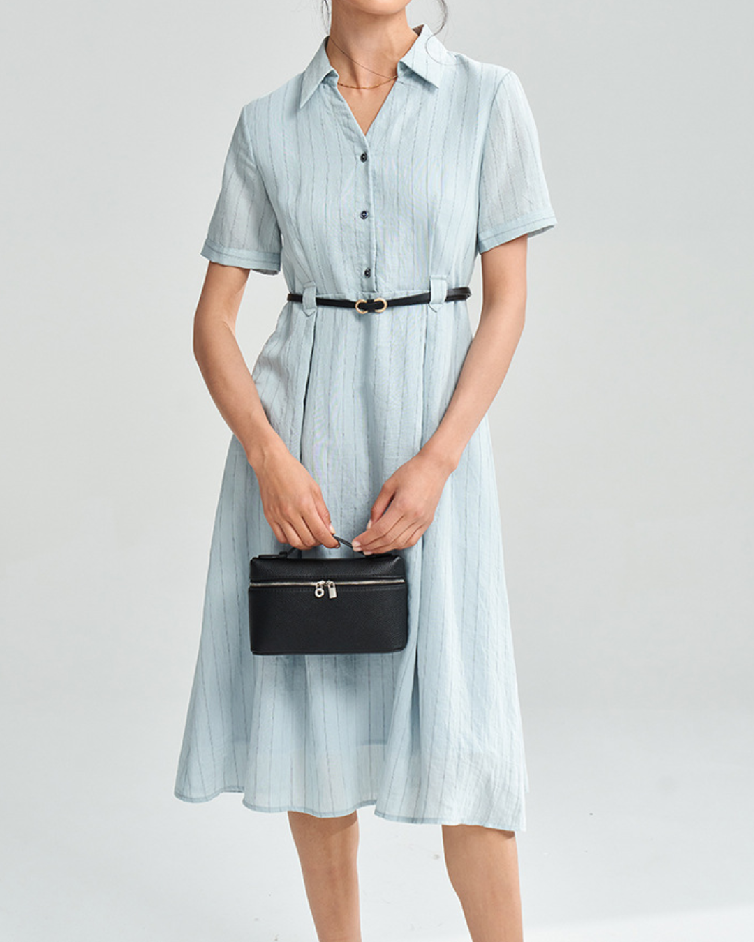 スキッパーブルーストライプワンピース 2371