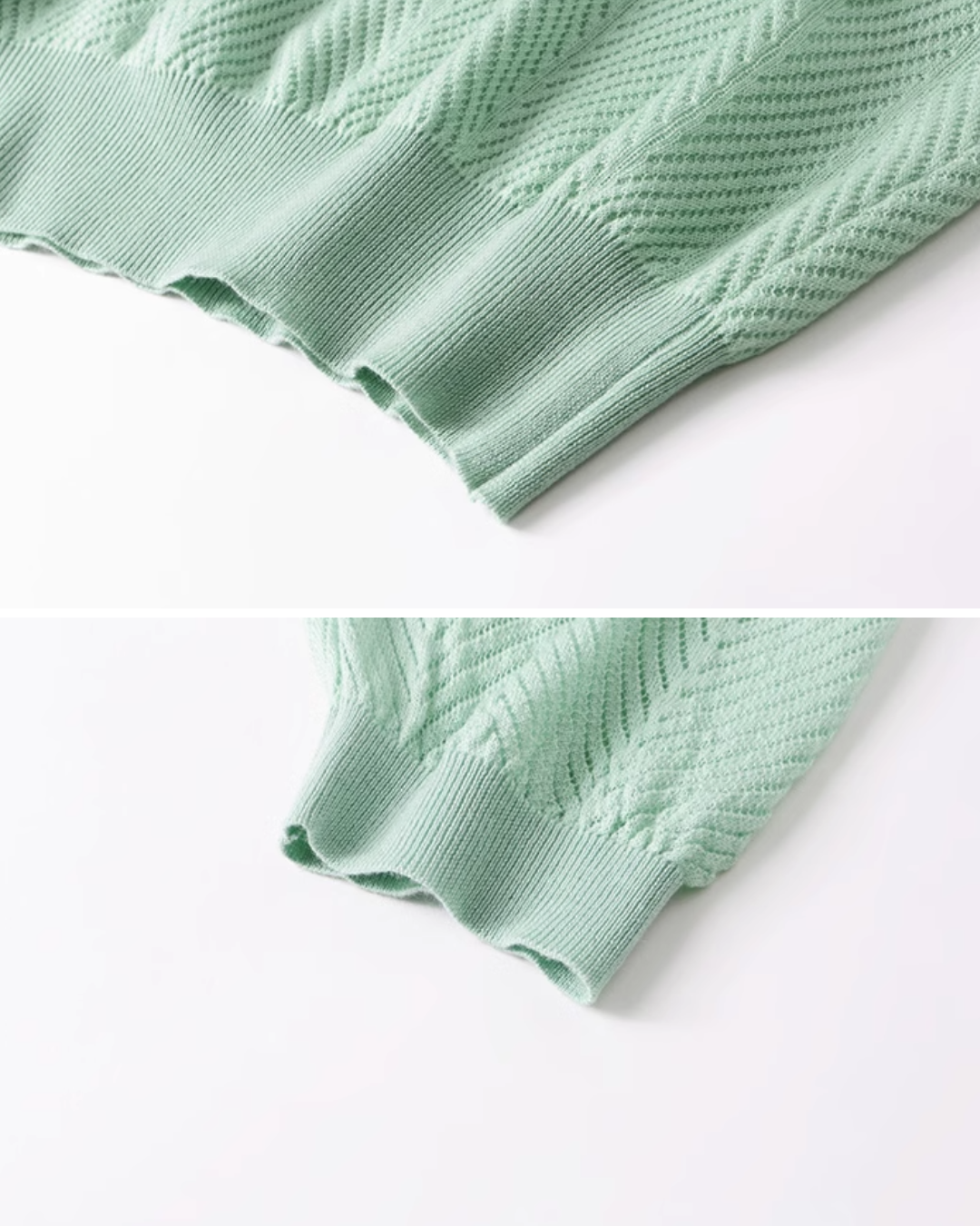 ラウンドネック7分袖ニットプルオーバー 2405