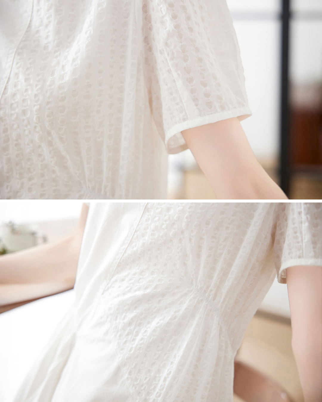 クルーネックコラージュAラインワンピース 2400