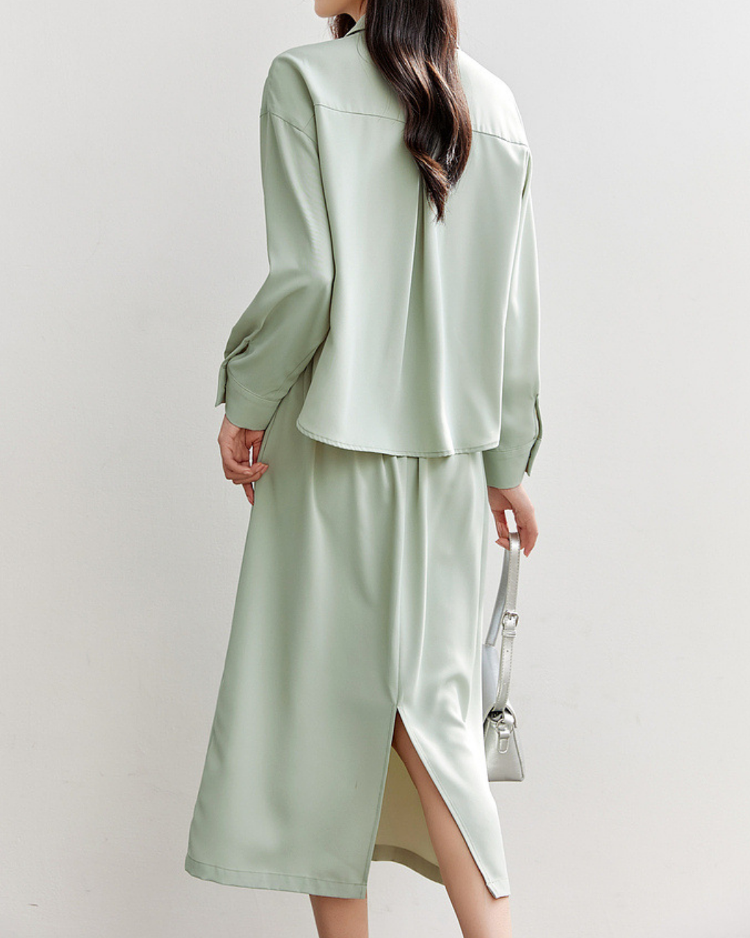 フェイクツーピース切り替えシャツワンピース 2432