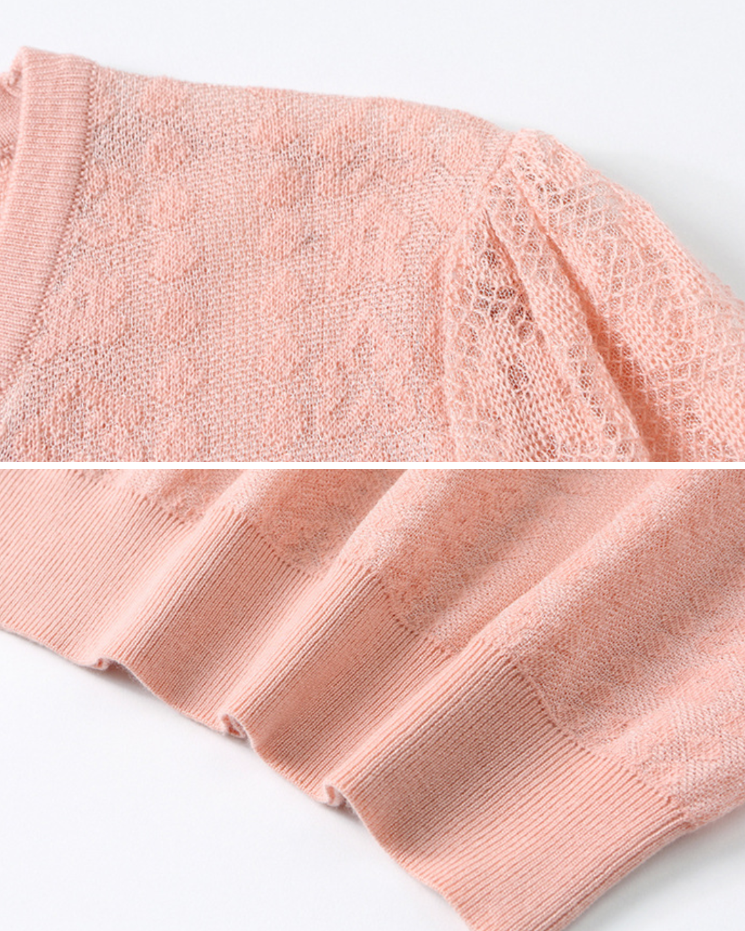 Vネックレイヤードパールニットプルオーバー 2407