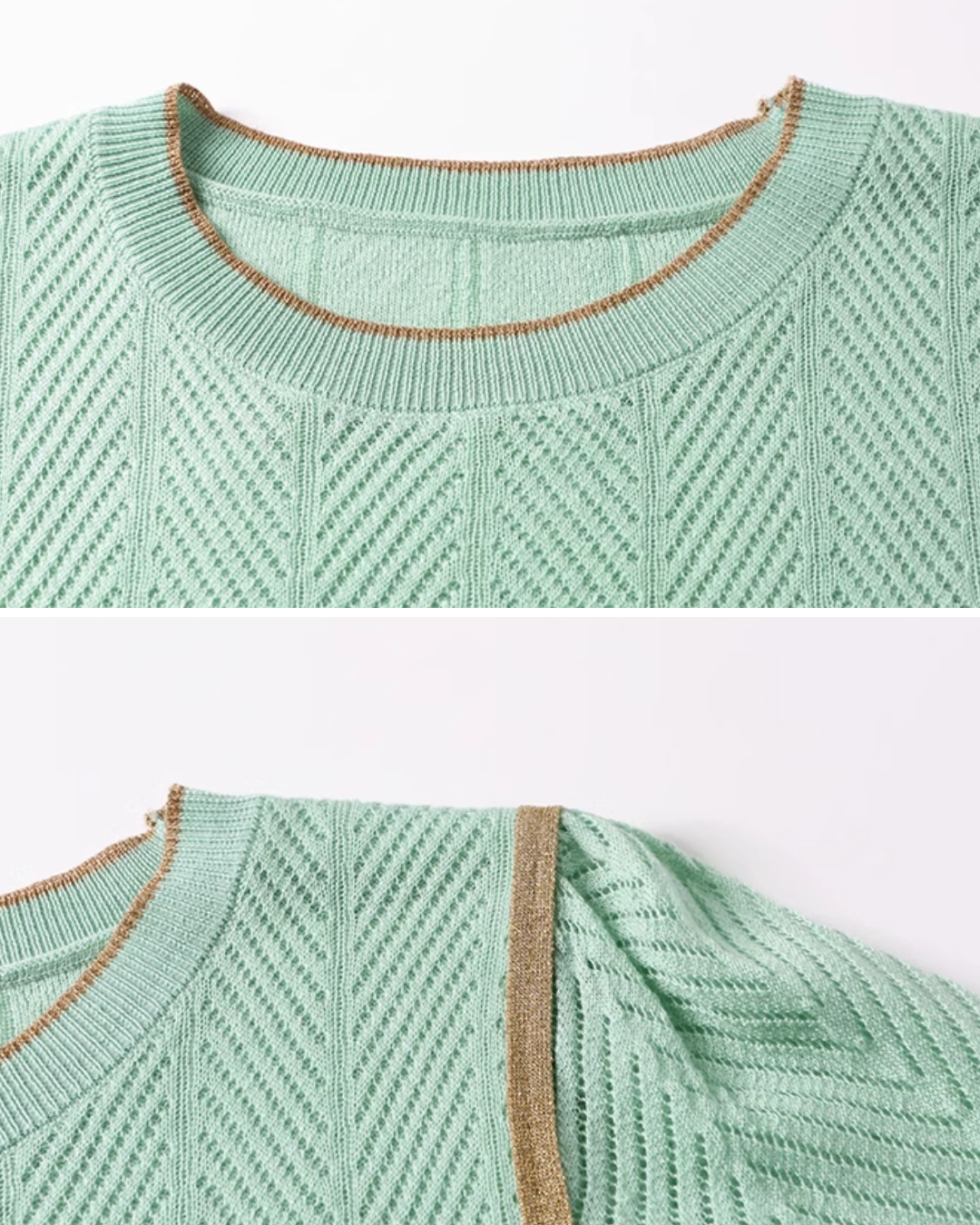 ラウンドネック7分袖ニットプルオーバー 2405