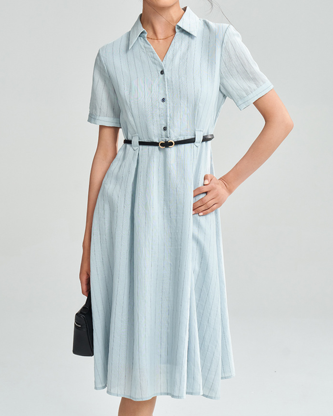 スキッパーブルーストライプワンピース 2371