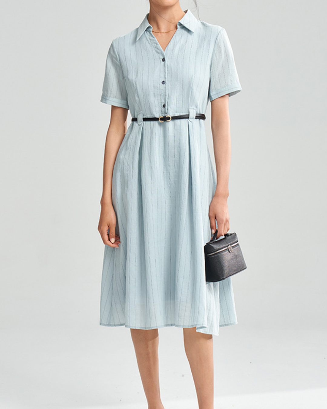 スキッパーブルーストライプワンピース 2371