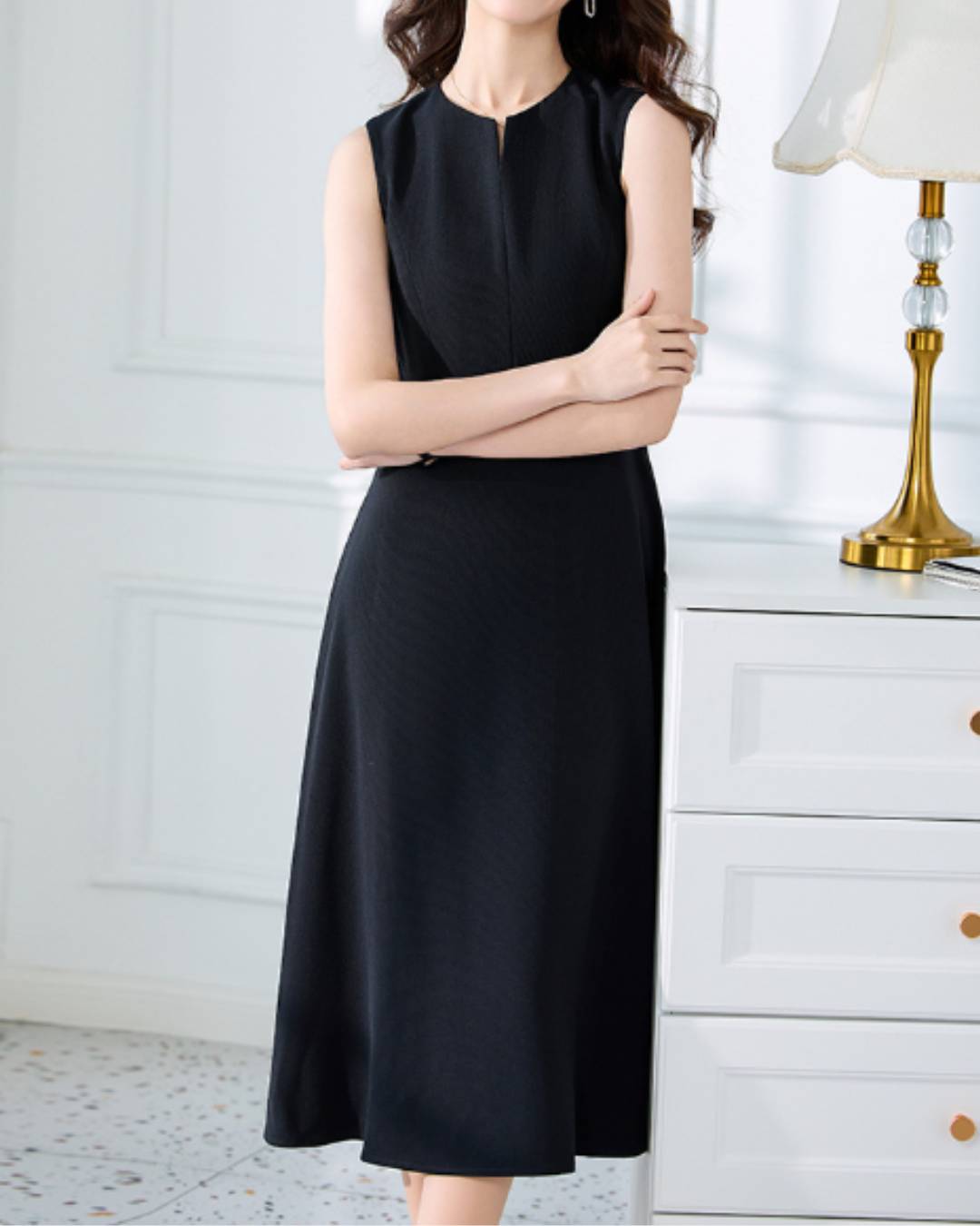 キーネックノースリーブワンピース 2394