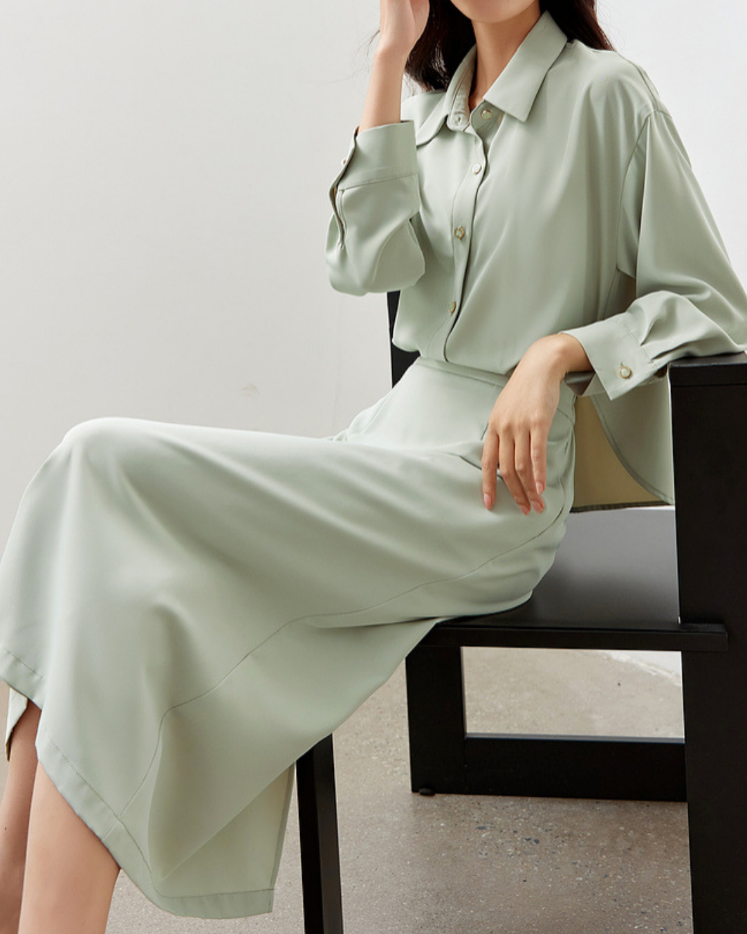 フェイクツーピース切り替えシャツワンピース 2432