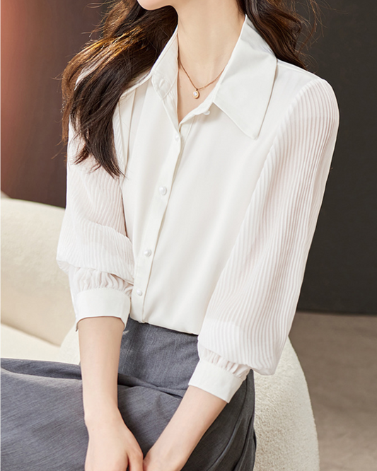 ランタンスリーブストライプブラウス 2421