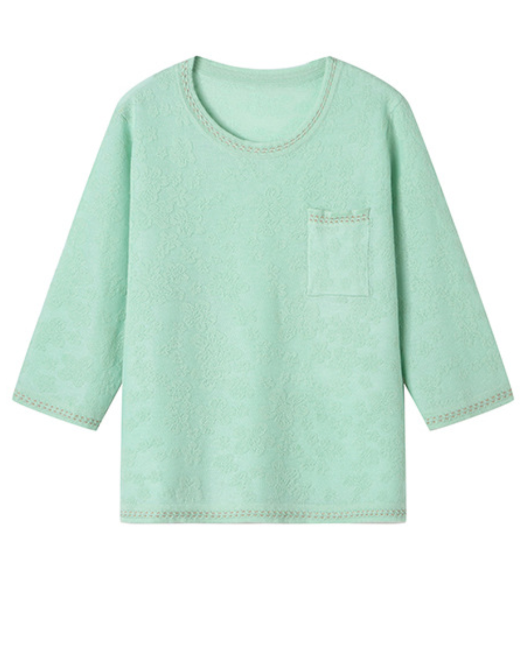 ラウンドネック7分袖ニットプルオーバー 2404