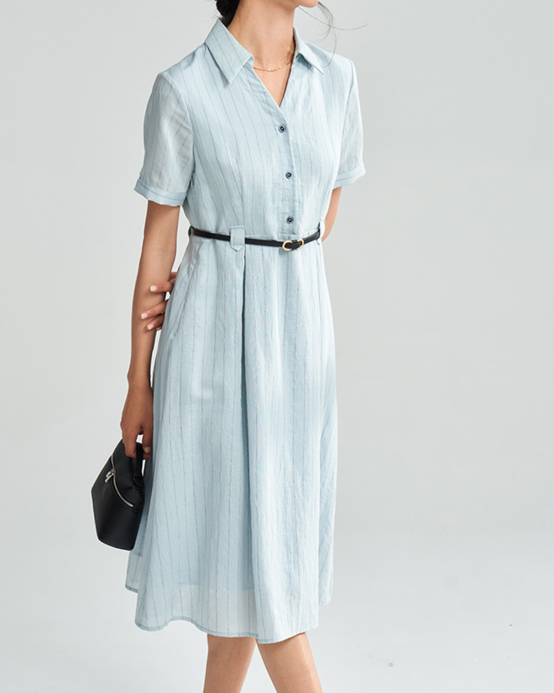 スキッパーブルーストライプワンピース 2371