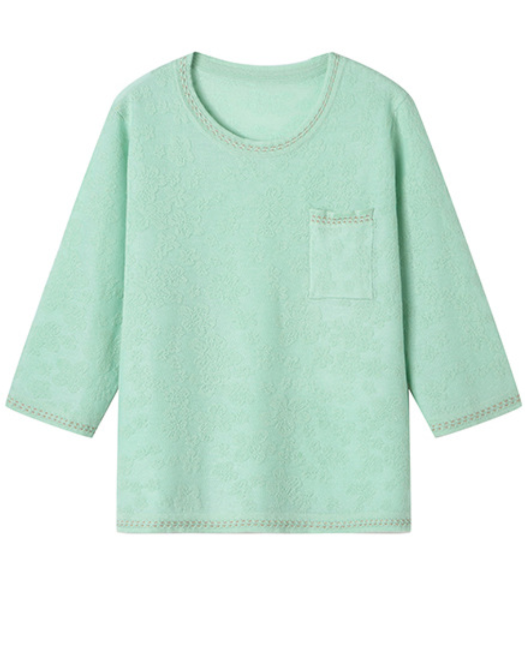 ラウンドネック7分袖ニットプルオーバー 2405